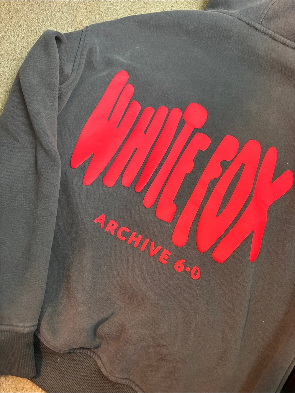 White fox Archive 6.0 Hoodie - Gray with Red Graphic